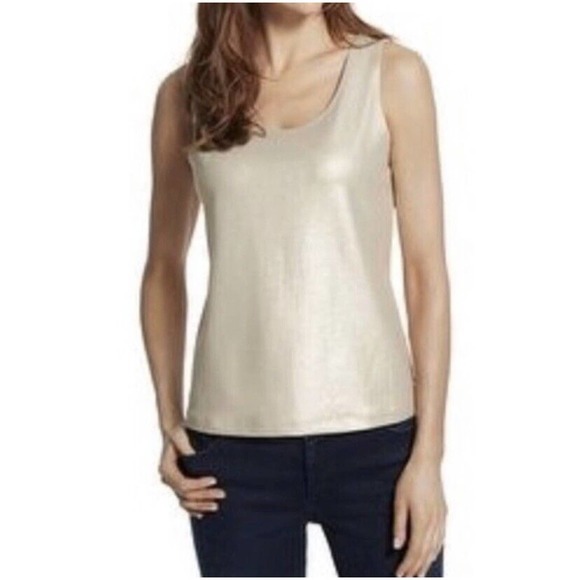 Chico's Tops - Chicos Gold Lamé Top Tank Sleeveless Metallic Soft Chico’s Size 1 Size Medium